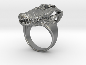 Alligator Skull Ring in Natural Silver: Small