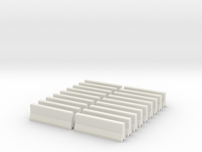 H0 / HO Scale - Barrier - Concrete / Jersey Type - in White Natural Versatile Plastic