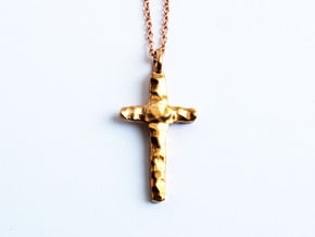 Hammered Cross Pendant - Christian Jewelry in Polished Bronze