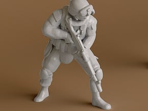 2 soldier no base (1:64 scale) in Tan Fine Detail Plastic