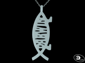 Darwin Fish Pendant - Vertical in White Natural Versatile Plastic