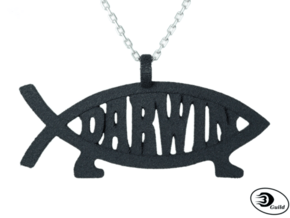 Darwin Fish Pendant - Horizontal in Black Natural Versatile Plastic