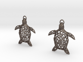 Turtle Earrings in Polished Bronzed-Silver Steel