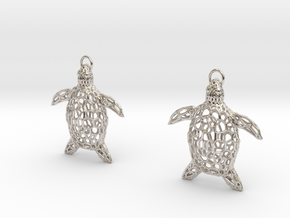 Turtle Earrings in Platinum