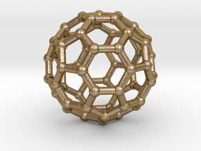 Buckyball pendant in Polished Gold Steel