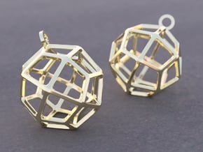 Deltoidal Icositetrahedron Earrings in 14k Gold Plated Brass