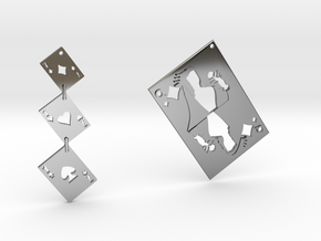 Asymmetrical Stunning Card Earrings  in Fine Detail Polished Silver