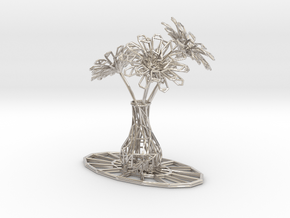 Flower vase in Rhodium Plated Brass