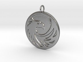 Phoenix Medallion (mirror back) in Natural Silver