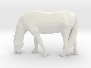 Low Poly Grazing Horse in White Natural Versatile Plastic