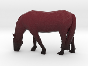 Low Poly Grazing Horse in Natural Full Color Sandstone