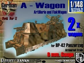 1-148 2x A-Wagen For BP-42 in Smooth Fine Detail Plastic