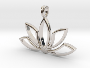 Lotus Charm Pendant Necklace 14k Gold in Platinum