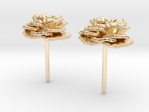 Carnation Flower Earrings in 14k Gold Plated Brass