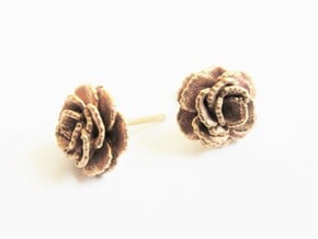 Carnation Flower Earrings in Natural Brass