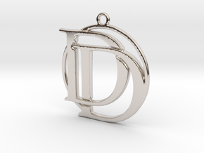 Initials D&D and circle monogram in Rhodium Plated Brass