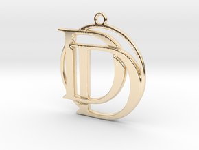 Initials D&D and circle monogram in 14k Gold Plated Brass