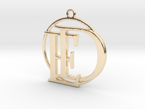 Initials D&E and circle monogram in 14k Gold Plated Brass