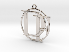 Initials D&F and circle monogram in Rhodium Plated Brass
