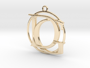 Initials D&G and circle monogram in 14k Gold Plated Brass