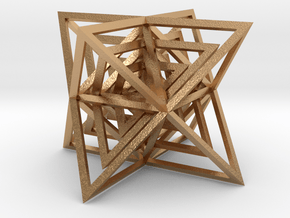 Encompassing Tetrahedrons - Pendant in Natural Bronze (Interlocking Parts)