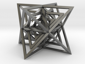 Encompassing Tetrahedrons - Pendant in Natural Silver (Interlocking Parts)