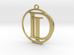 Initials D&I and circle monogram in Natural Brass