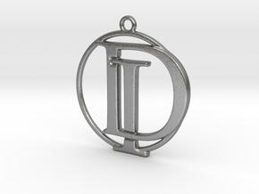 Initials D&I and circle monogram in Natural Silver