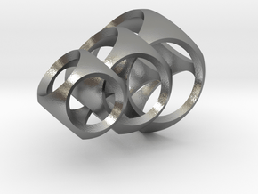 Intersecting Spheres - Pendant in Natural Silver (Interlocking Parts)