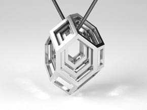 Encompassing Gem - Pendant in Polished Silver (Interlocking Parts)