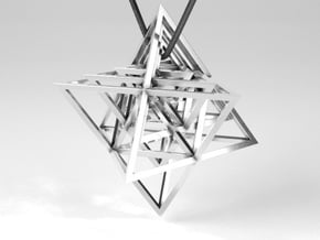 Encompassing Tetrahedrons - Pendant in Polished Silver (Interlocking Parts)