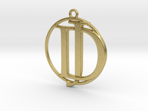 Initials D&J and circle monogram in Natural Brass