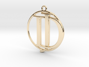 Initials D&J and circle monogram in 14k Gold Plated Brass