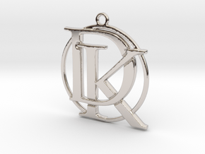 Initials D&K and circle monogram in Rhodium Plated Brass
