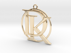 Initials D&K and circle monogram in 14k Gold Plated Brass