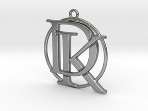 Initials D&K and circle monogram in Natural Silver