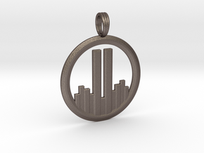 NEVER FORGET WTC 911 PENDANT in Polished Bronzed-Silver Steel