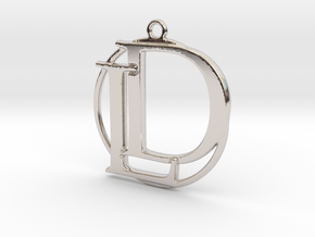 Initials D&L and circle monogram in Rhodium Plated Brass