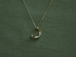 Textured cobra pendant necklace in Natural Brass