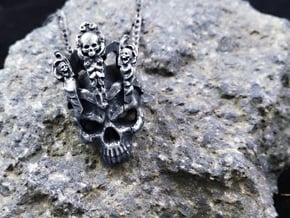 King of worm Skull Pendant in Antique Silver