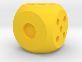 die solid interior balanced rounded edges in Yellow Processed Versatile Plastic: Medium