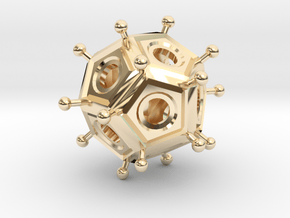 Roman Dodecahedron  in 14k Gold Plated Brass