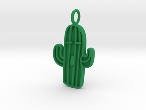 Funny Cactus Pendant (Charm Bracelet, Keychain) in Green Processed Versatile Plastic