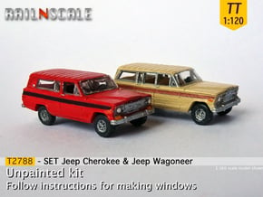 SET Jeep Cherokee & Jeep Wagoneer (TT 1:120) in Tan Fine Detail Plastic