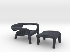 Miniature ICONA Lounge Chair - İsmet Cevik in Black PA12: 1:12
