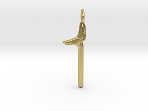 Ancient Egyptian Jackal Staff (Wosret) Amulet  in Natural Brass