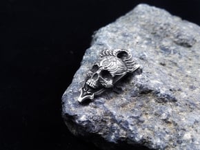 Aztec Skull Pendant in Antique Silver