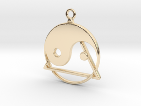 Yin-Yang and triangle intertwined in 14k Gold Plated Brass