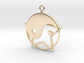 Yin-Yang and star intertwined in 14k Gold Plated Brass