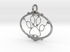 Paw Print pendant in Natural Silver